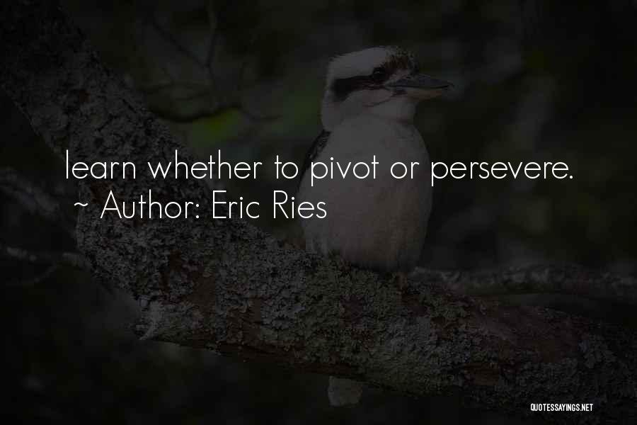 Eric Ries Quotes: Learn Whether To Pivot Or Persevere.