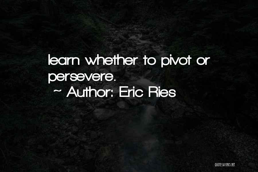 Eric Ries Quotes: Learn Whether To Pivot Or Persevere.