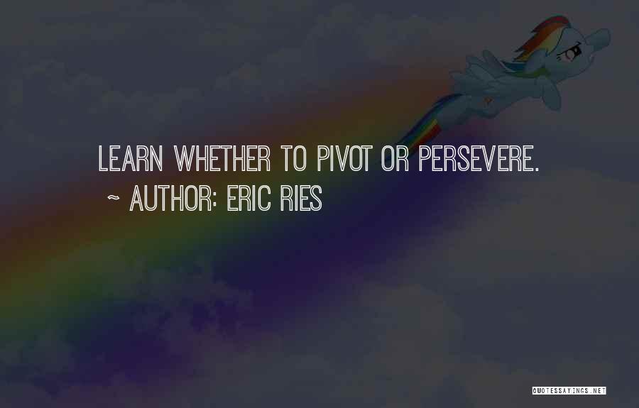 Eric Ries Quotes: Learn Whether To Pivot Or Persevere.