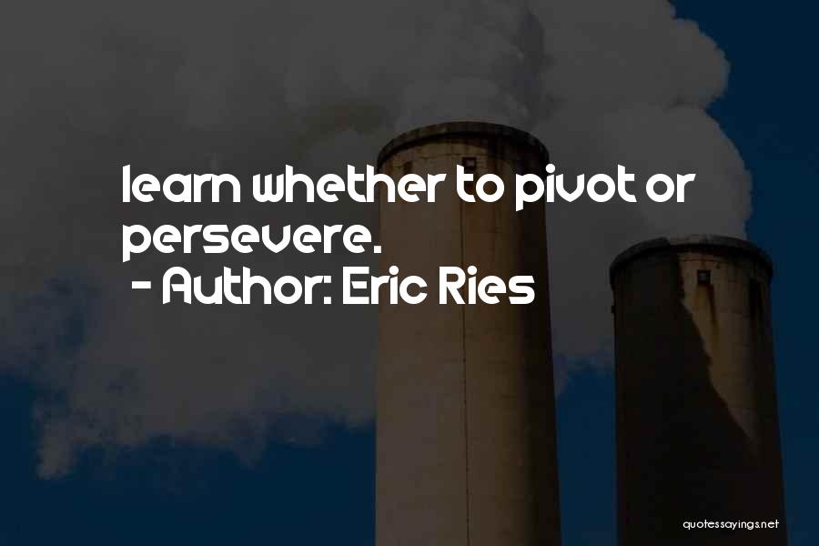 Eric Ries Quotes: Learn Whether To Pivot Or Persevere.