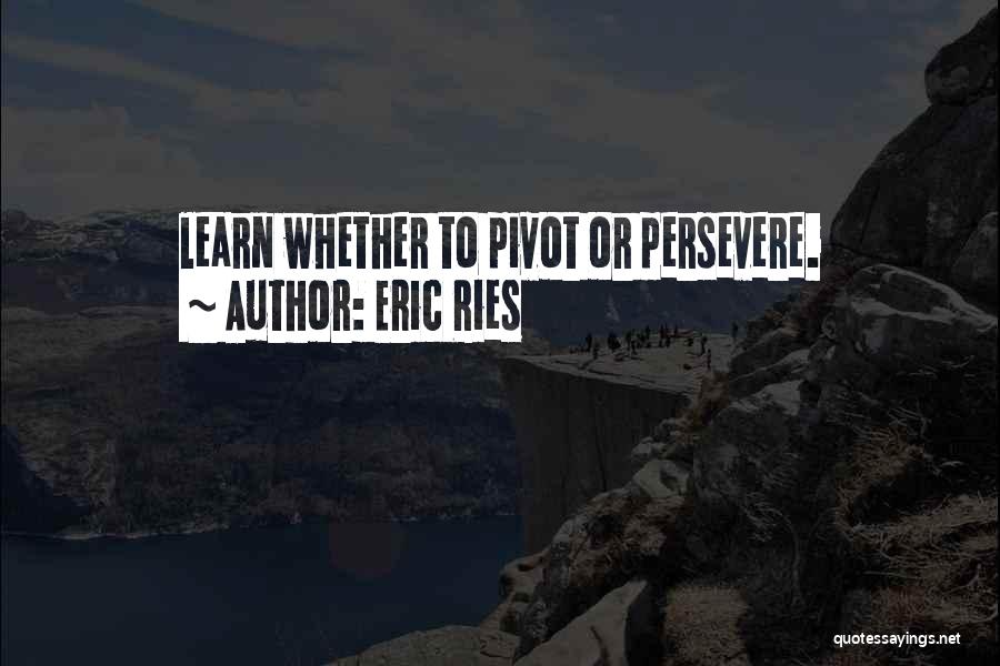 Eric Ries Quotes: Learn Whether To Pivot Or Persevere.