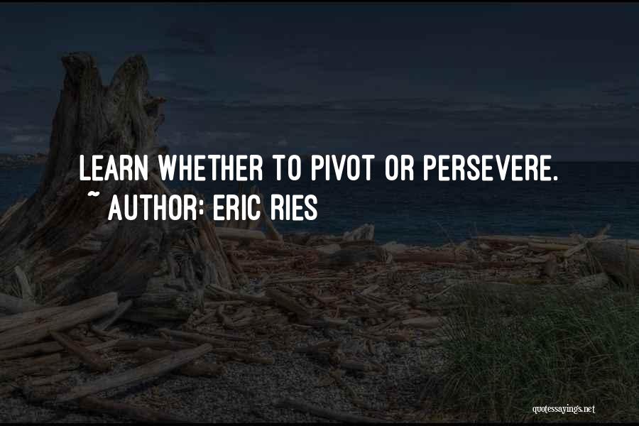 Eric Ries Quotes: Learn Whether To Pivot Or Persevere.