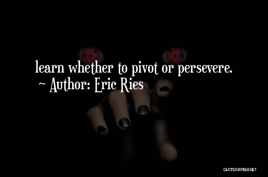 Eric Ries Quotes: Learn Whether To Pivot Or Persevere.