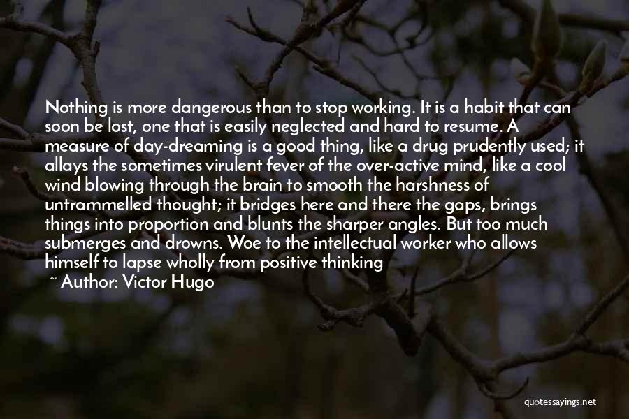 Victor Hugo Quotes: Nothing Is More Dangerous Than To Stop Working. It Is A Habit That Can Soon Be Lost, One That Is