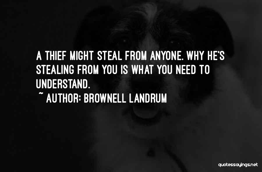 Brownell Landrum Quotes: A Thief Might Steal From Anyone. Why He's Stealing From You Is What You Need To Understand.