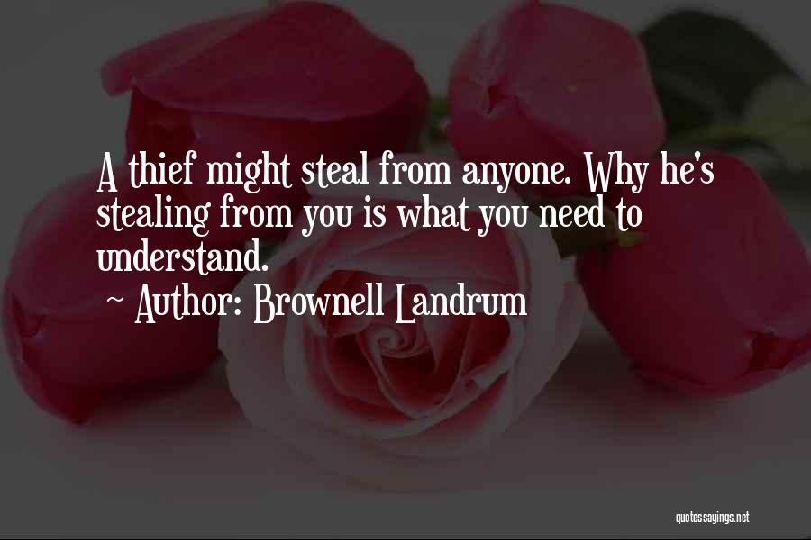 Brownell Landrum Quotes: A Thief Might Steal From Anyone. Why He's Stealing From You Is What You Need To Understand.