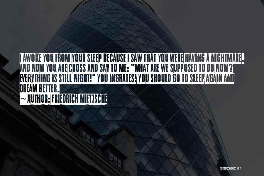 Friedrich Nietzsche Quotes: I Awoke You From Your Sleep Because I Saw That You Were Having A Nightmare. And Now You Are Cross