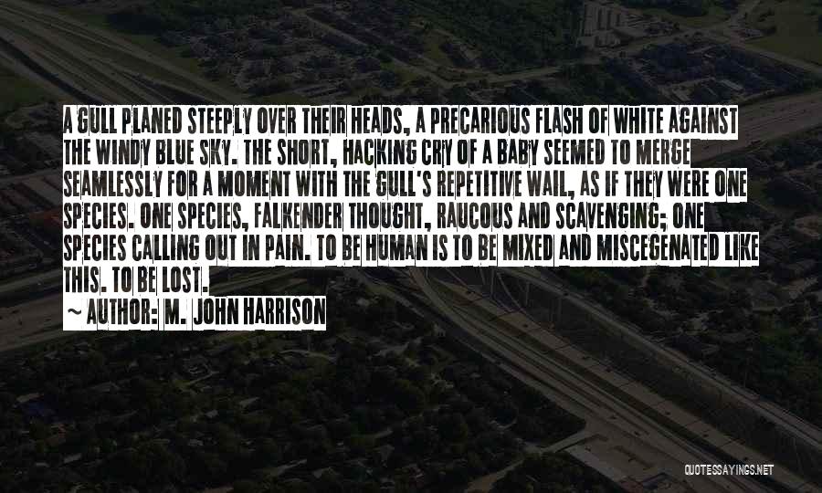 M. John Harrison Quotes: A Gull Planed Steeply Over Their Heads, A Precarious Flash Of White Against The Windy Blue Sky. The Short, Hacking