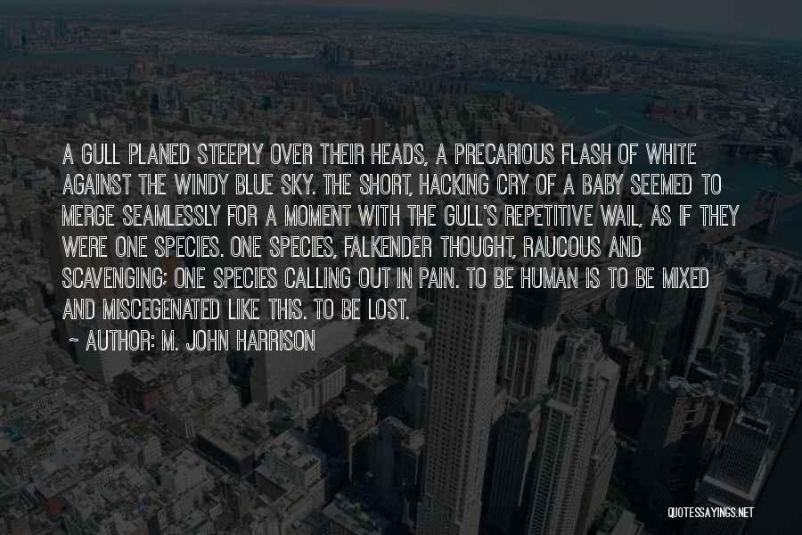 M. John Harrison Quotes: A Gull Planed Steeply Over Their Heads, A Precarious Flash Of White Against The Windy Blue Sky. The Short, Hacking