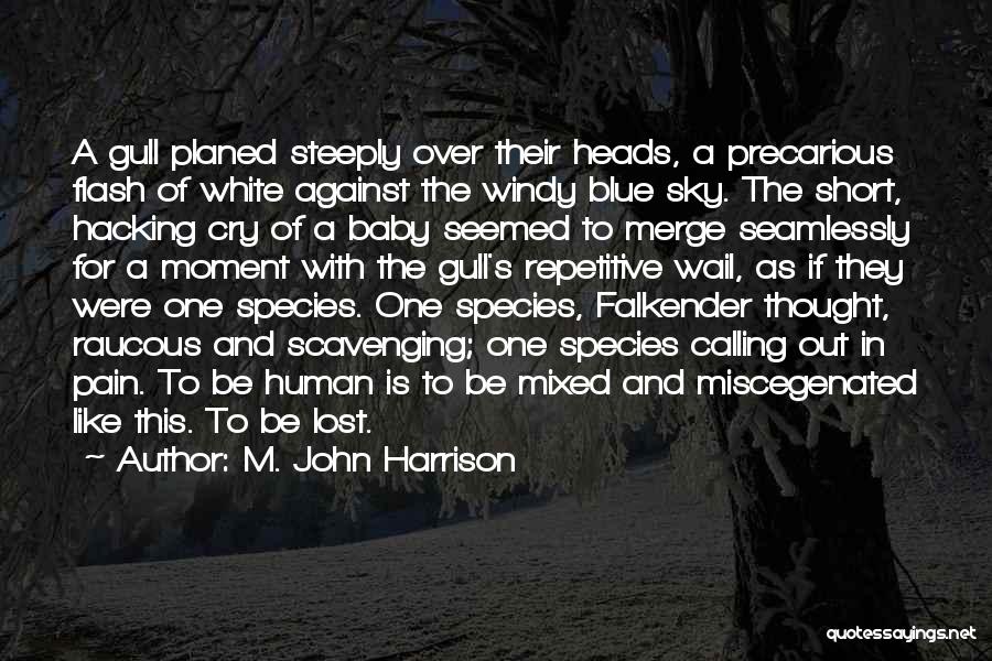 M. John Harrison Quotes: A Gull Planed Steeply Over Their Heads, A Precarious Flash Of White Against The Windy Blue Sky. The Short, Hacking