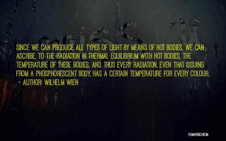 Wilhelm Wien Quotes: Since We Can Produce All Types Of Light By Means Of Hot Bodies, We Can Ascribe, To The Radiation In