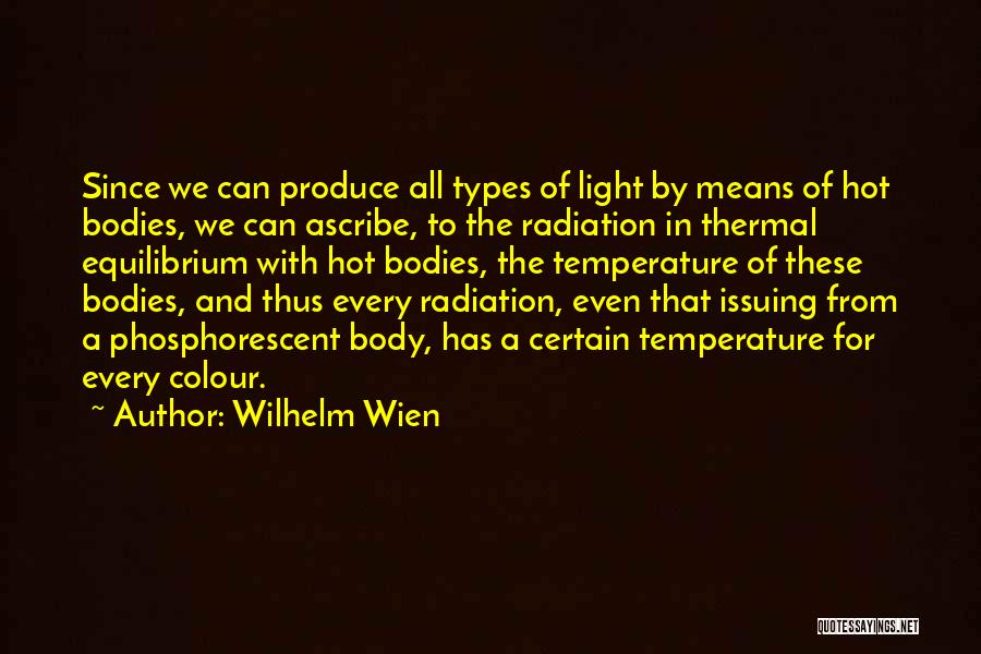 Wilhelm Wien Quotes: Since We Can Produce All Types Of Light By Means Of Hot Bodies, We Can Ascribe, To The Radiation In