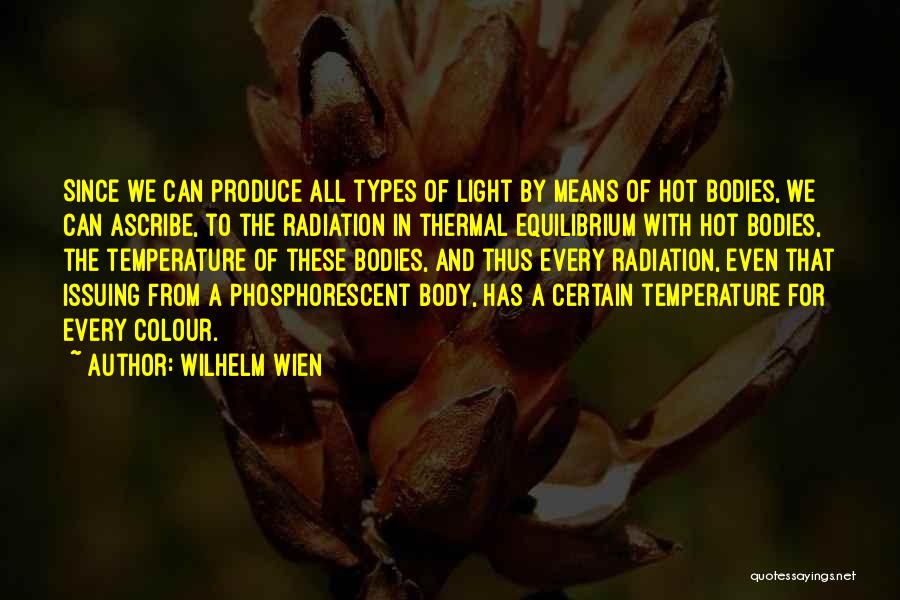 Wilhelm Wien Quotes: Since We Can Produce All Types Of Light By Means Of Hot Bodies, We Can Ascribe, To The Radiation In