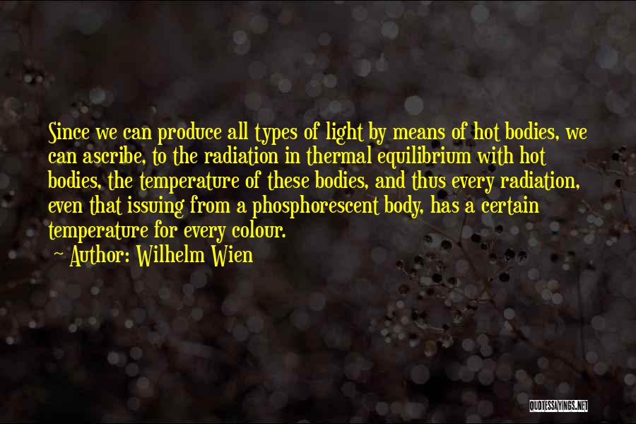 Wilhelm Wien Quotes: Since We Can Produce All Types Of Light By Means Of Hot Bodies, We Can Ascribe, To The Radiation In