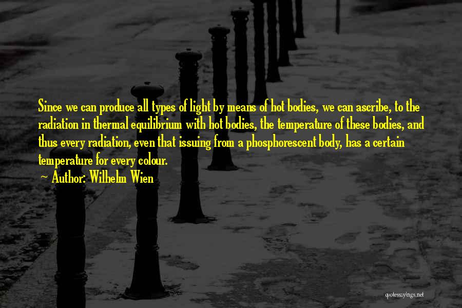 Wilhelm Wien Quotes: Since We Can Produce All Types Of Light By Means Of Hot Bodies, We Can Ascribe, To The Radiation In