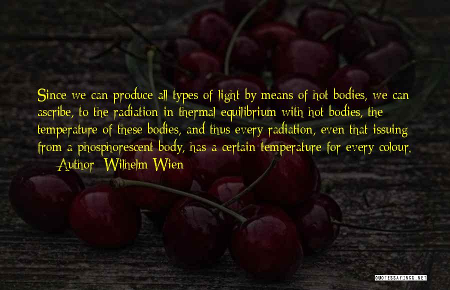 Wilhelm Wien Quotes: Since We Can Produce All Types Of Light By Means Of Hot Bodies, We Can Ascribe, To The Radiation In