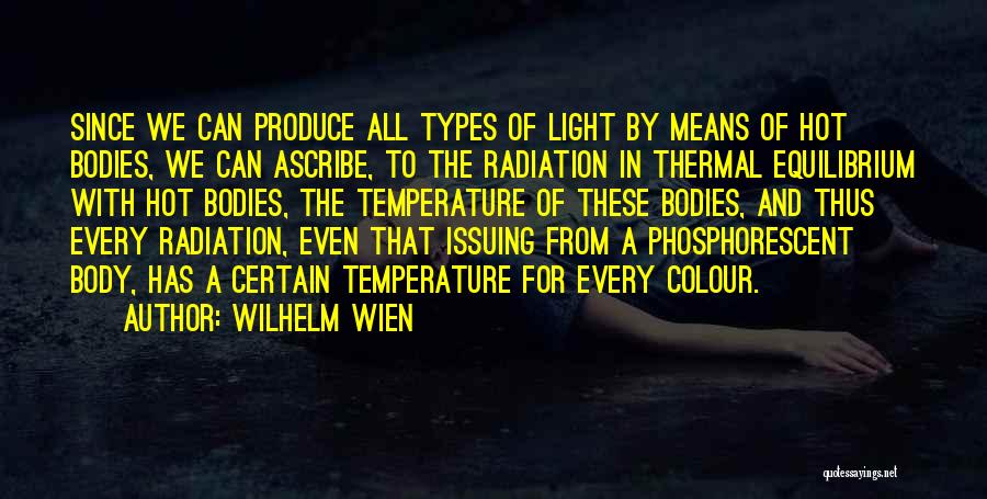 Wilhelm Wien Quotes: Since We Can Produce All Types Of Light By Means Of Hot Bodies, We Can Ascribe, To The Radiation In