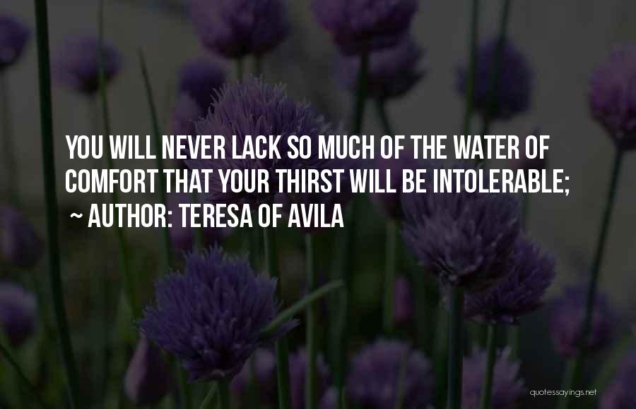 Teresa Of Avila Quotes: You Will Never Lack So Much Of The Water Of Comfort That Your Thirst Will Be Intolerable;