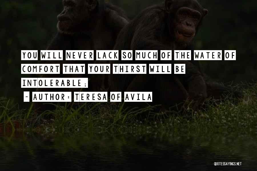 Teresa Of Avila Quotes: You Will Never Lack So Much Of The Water Of Comfort That Your Thirst Will Be Intolerable;