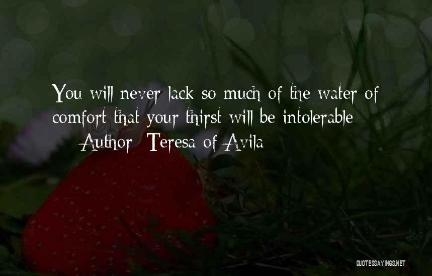 Teresa Of Avila Quotes: You Will Never Lack So Much Of The Water Of Comfort That Your Thirst Will Be Intolerable;