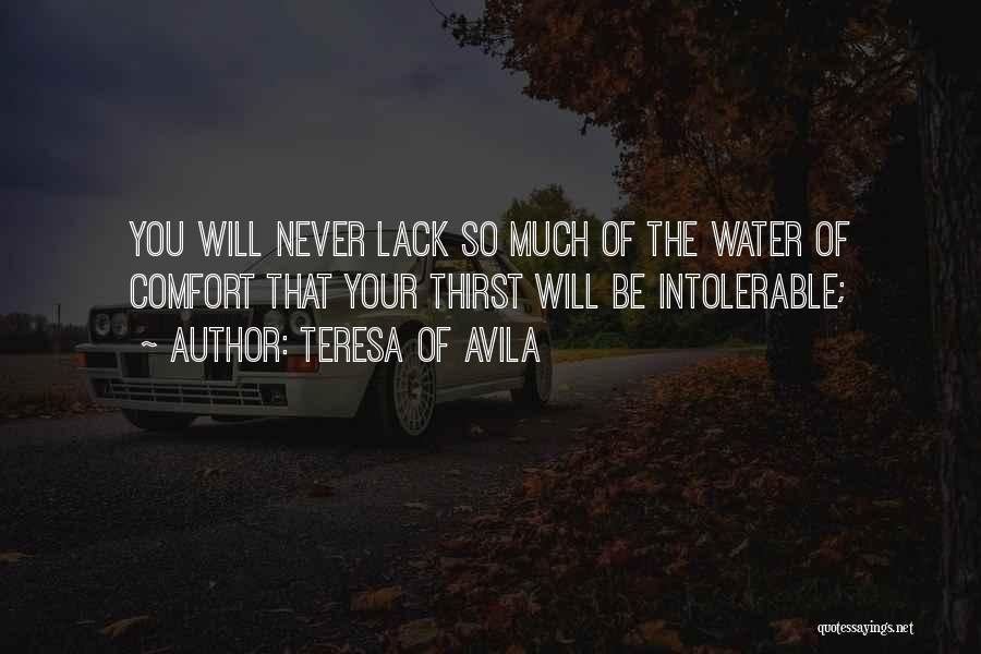 Teresa Of Avila Quotes: You Will Never Lack So Much Of The Water Of Comfort That Your Thirst Will Be Intolerable;