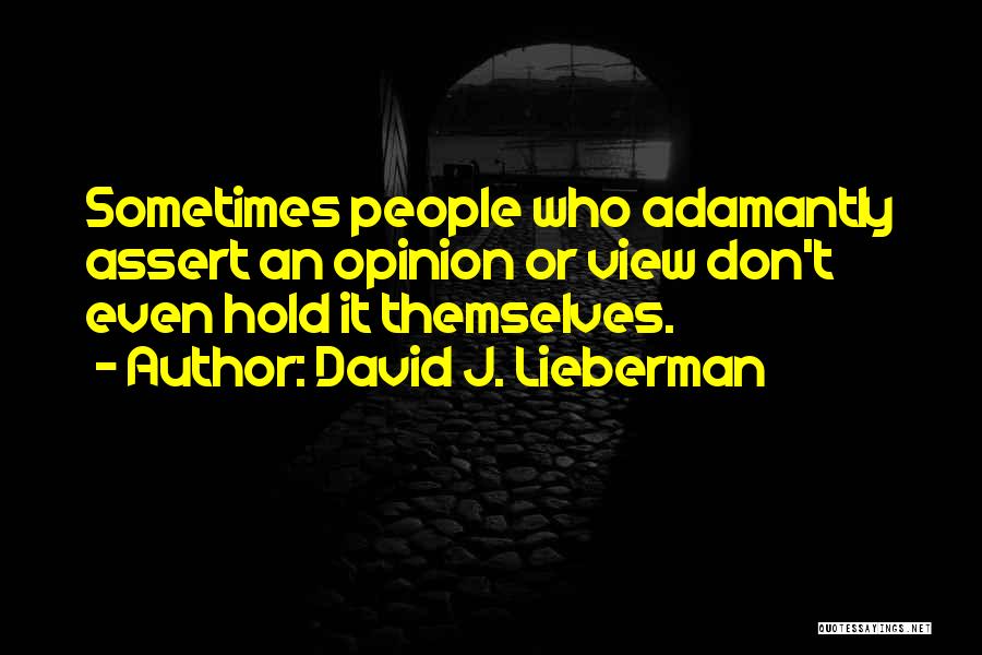 David J. Lieberman Quotes: Sometimes People Who Adamantly Assert An Opinion Or View Don't Even Hold It Themselves.