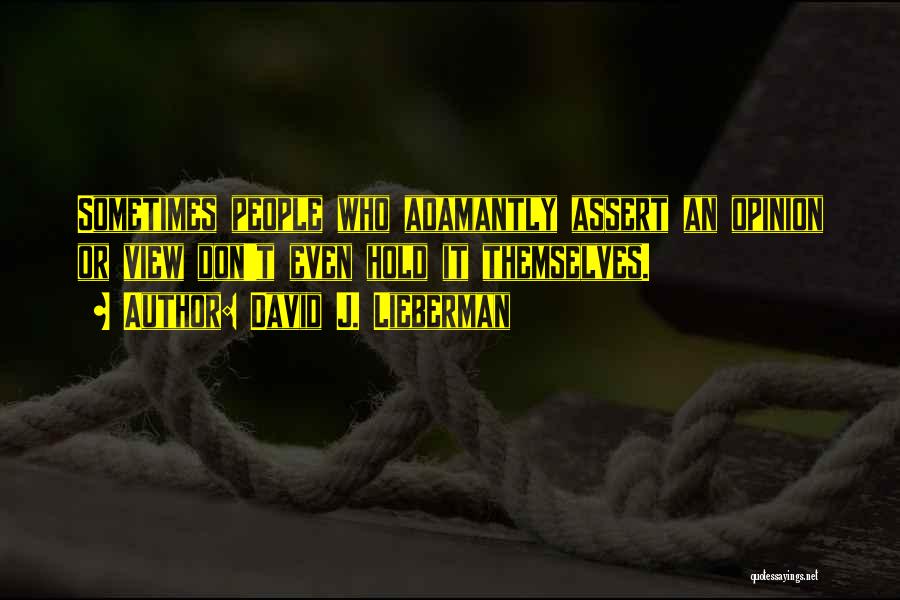 David J. Lieberman Quotes: Sometimes People Who Adamantly Assert An Opinion Or View Don't Even Hold It Themselves.