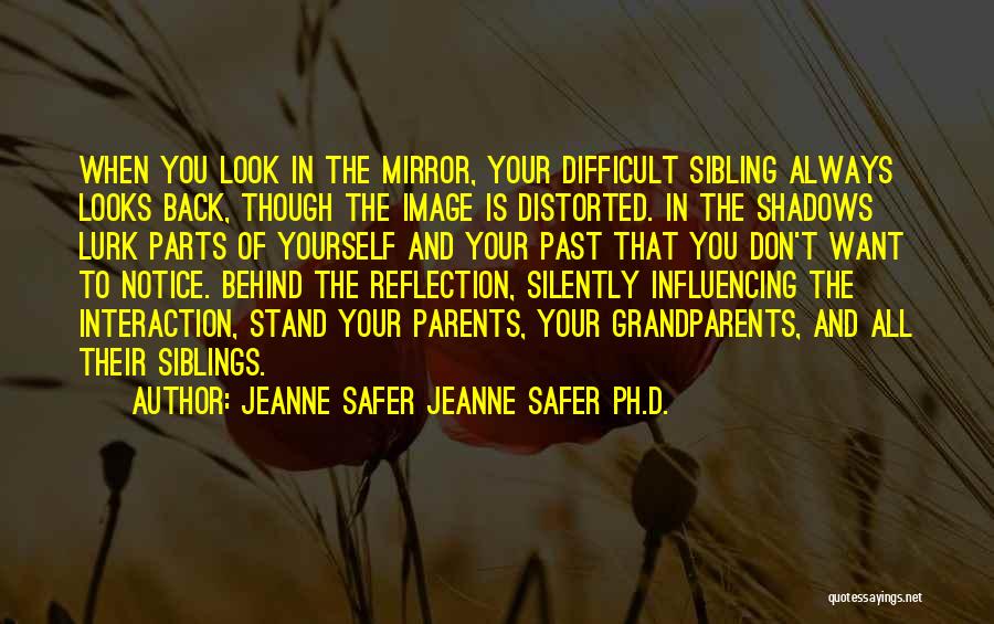 Jeanne Safer Jeanne Safer Ph.D. Quotes: When You Look In The Mirror, Your Difficult Sibling Always Looks Back, Though The Image Is Distorted. In The Shadows