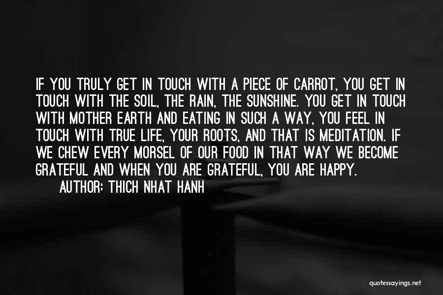 Thich Nhat Hanh Quotes: If You Truly Get In Touch With A Piece Of Carrot, You Get In Touch With The Soil, The Rain,