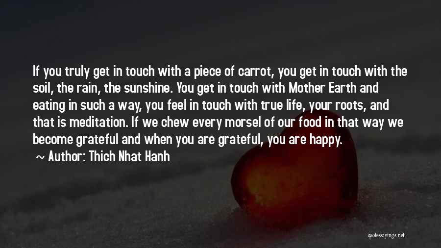 Thich Nhat Hanh Quotes: If You Truly Get In Touch With A Piece Of Carrot, You Get In Touch With The Soil, The Rain,