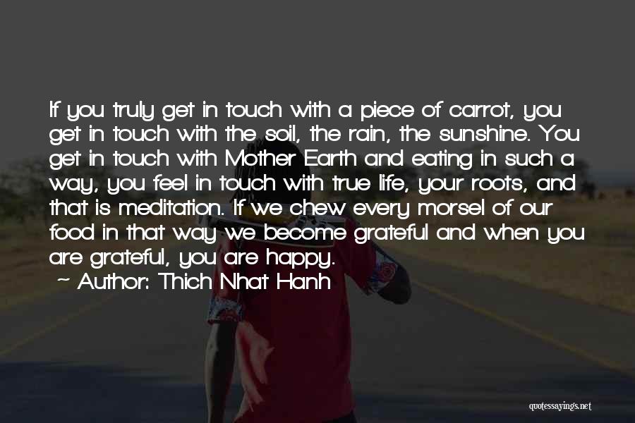 Thich Nhat Hanh Quotes: If You Truly Get In Touch With A Piece Of Carrot, You Get In Touch With The Soil, The Rain,