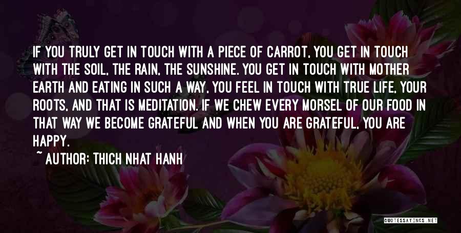 Thich Nhat Hanh Quotes: If You Truly Get In Touch With A Piece Of Carrot, You Get In Touch With The Soil, The Rain,