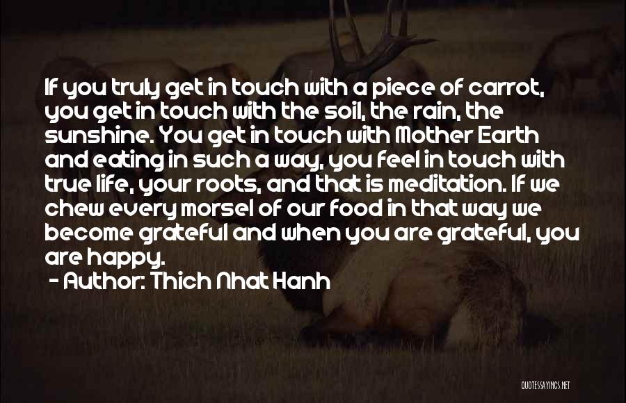 Thich Nhat Hanh Quotes: If You Truly Get In Touch With A Piece Of Carrot, You Get In Touch With The Soil, The Rain,