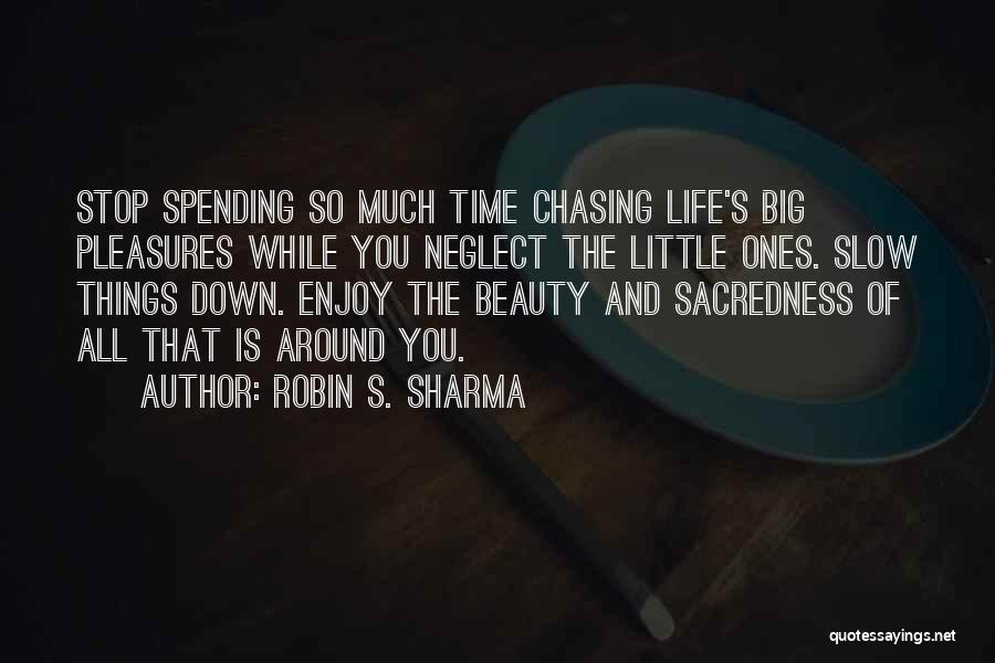 Robin S. Sharma Quotes: Stop Spending So Much Time Chasing Life's Big Pleasures While You Neglect The Little Ones. Slow Things Down. Enjoy The