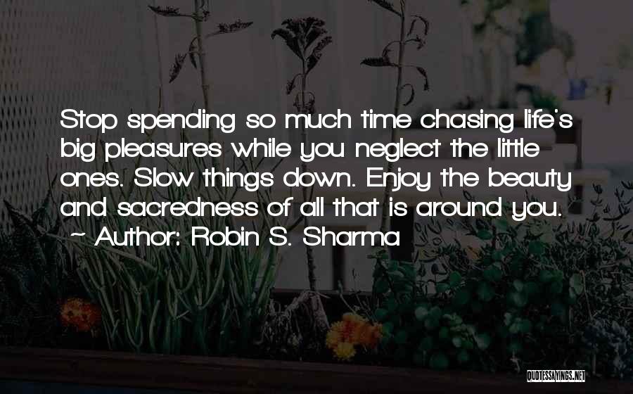 Robin S. Sharma Quotes: Stop Spending So Much Time Chasing Life's Big Pleasures While You Neglect The Little Ones. Slow Things Down. Enjoy The