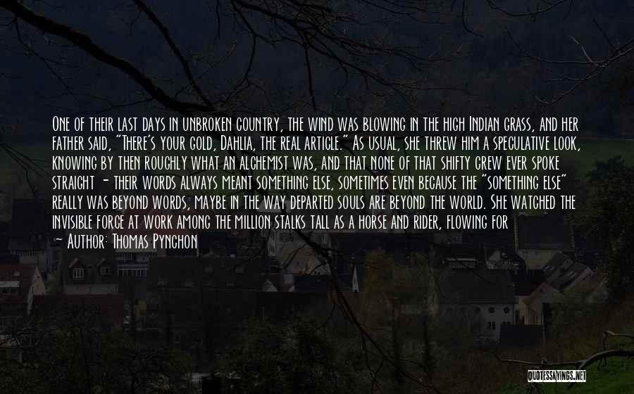 Thomas Pynchon Quotes: One Of Their Last Days In Unbroken Country, The Wind Was Blowing In The High Indian Grass, And Her Father