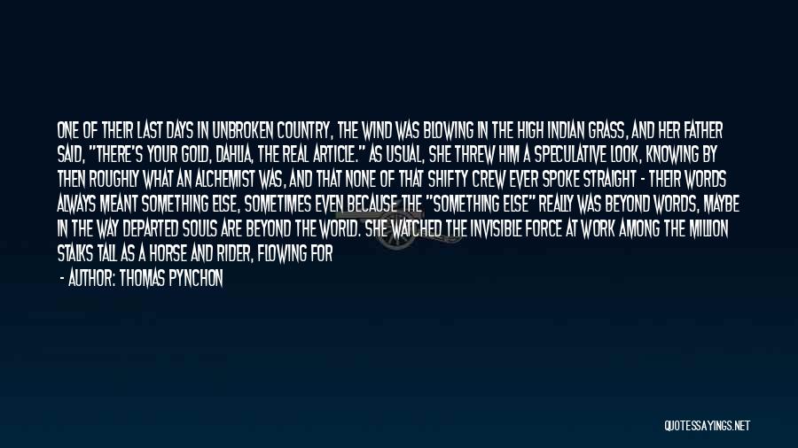 Thomas Pynchon Quotes: One Of Their Last Days In Unbroken Country, The Wind Was Blowing In The High Indian Grass, And Her Father