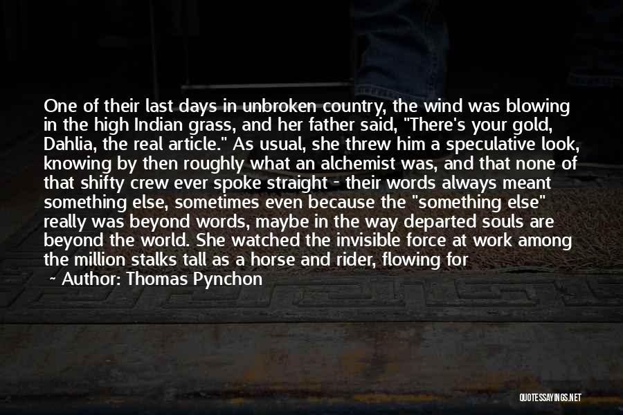 Thomas Pynchon Quotes: One Of Their Last Days In Unbroken Country, The Wind Was Blowing In The High Indian Grass, And Her Father