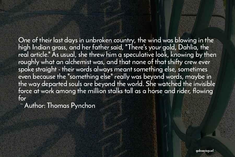 Thomas Pynchon Quotes: One Of Their Last Days In Unbroken Country, The Wind Was Blowing In The High Indian Grass, And Her Father