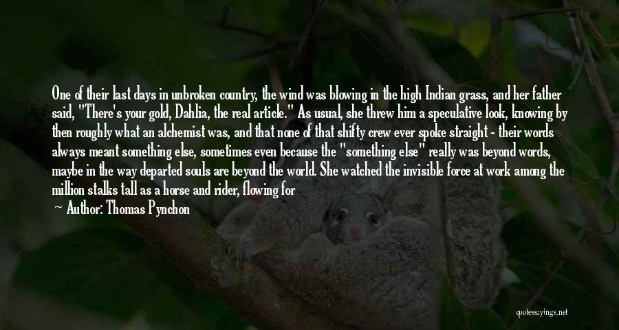 Thomas Pynchon Quotes: One Of Their Last Days In Unbroken Country, The Wind Was Blowing In The High Indian Grass, And Her Father