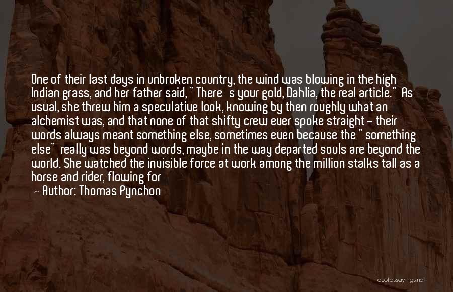 Thomas Pynchon Quotes: One Of Their Last Days In Unbroken Country, The Wind Was Blowing In The High Indian Grass, And Her Father