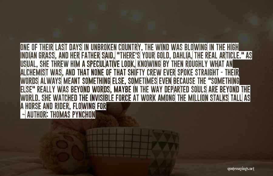Thomas Pynchon Quotes: One Of Their Last Days In Unbroken Country, The Wind Was Blowing In The High Indian Grass, And Her Father