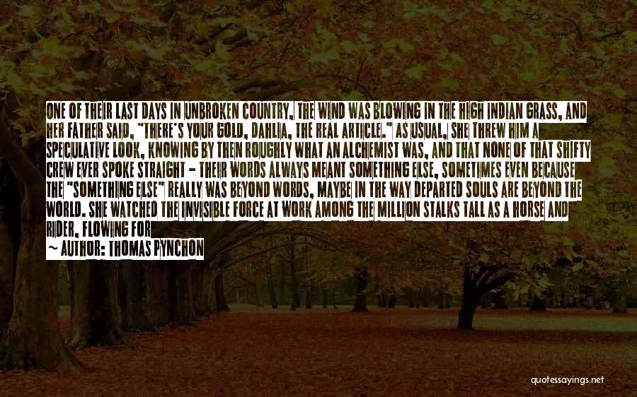 Thomas Pynchon Quotes: One Of Their Last Days In Unbroken Country, The Wind Was Blowing In The High Indian Grass, And Her Father