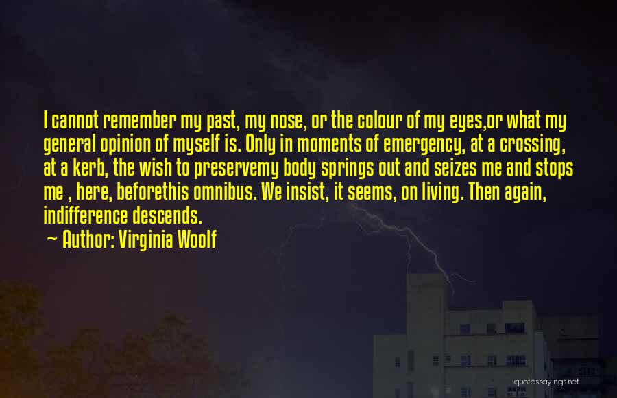 Virginia Woolf Quotes: I Cannot Remember My Past, My Nose, Or The Colour Of My Eyes,or What My General Opinion Of Myself Is.