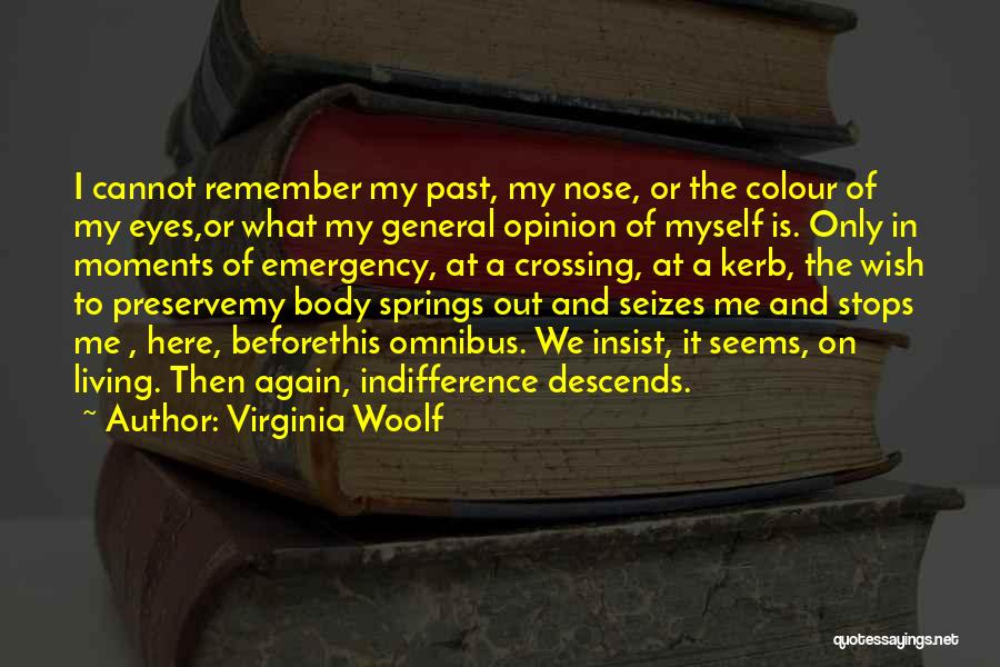 Virginia Woolf Quotes: I Cannot Remember My Past, My Nose, Or The Colour Of My Eyes,or What My General Opinion Of Myself Is.