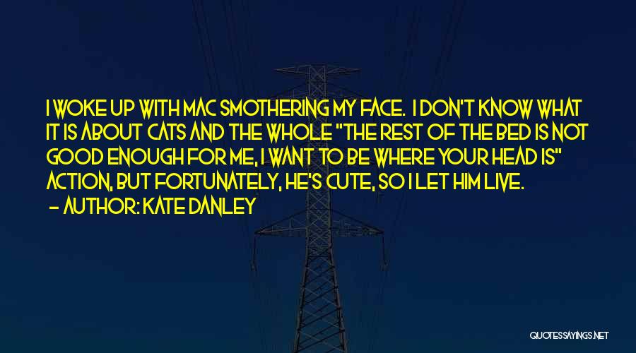 Kate Danley Quotes: I Woke Up With Mac Smothering My Face. I Don't Know What It Is About Cats And The Whole The