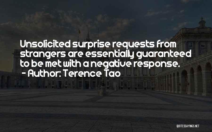 Terence Tao Quotes: Unsolicited Surprise Requests From Strangers Are Essentially Guaranteed To Be Met With A Negative Response.