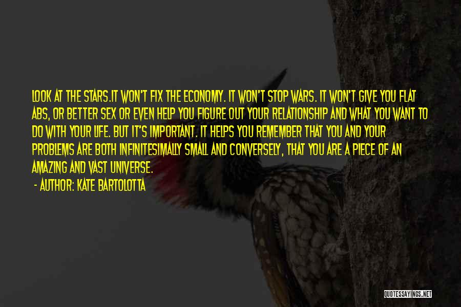 Kate Bartolotta Quotes: Look At The Stars.it Won't Fix The Economy. It Won't Stop Wars. It Won't Give You Flat Abs, Or Better