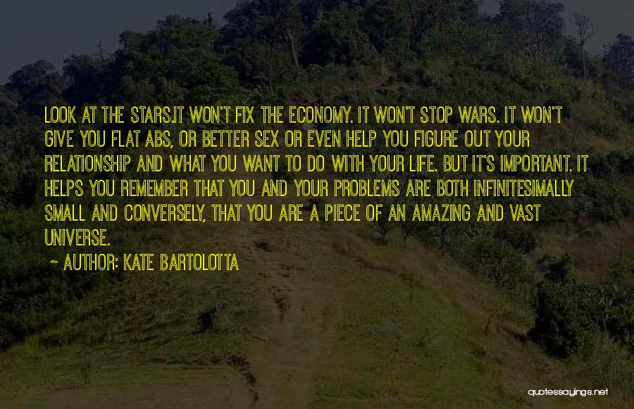 Kate Bartolotta Quotes: Look At The Stars.it Won't Fix The Economy. It Won't Stop Wars. It Won't Give You Flat Abs, Or Better