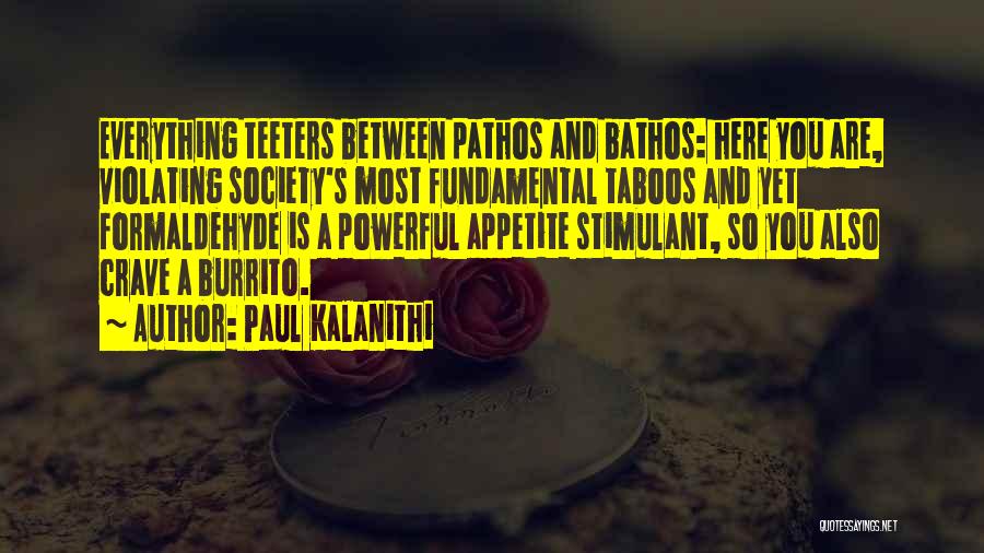 Paul Kalanithi Quotes: Everything Teeters Between Pathos And Bathos: Here You Are, Violating Society's Most Fundamental Taboos And Yet Formaldehyde Is A Powerful